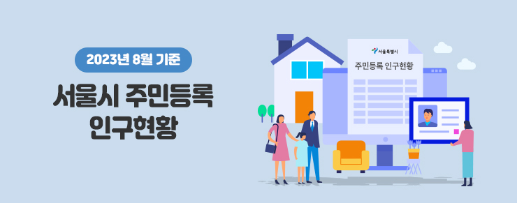 2023년 8월 기준 서울시 주민등록 인구현황