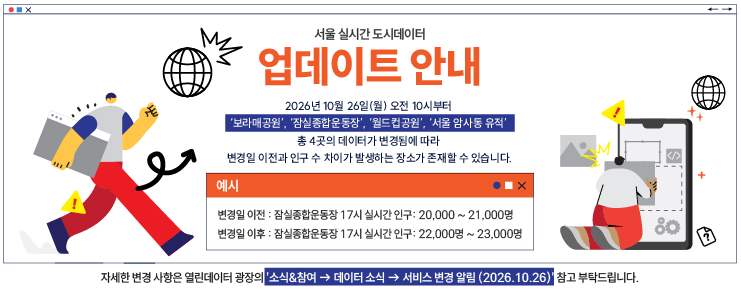 서울 실시간 도시데이터 업데이트 안내 2026년 10월 26일 월 오전 10시부터 